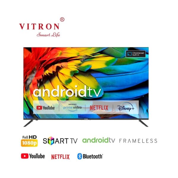 Vitron 43-Inch Smart Android TV Full HD, Black (2025 Model) – Bluetooth Enabled, Model Number: HTC4388FS by Vitron