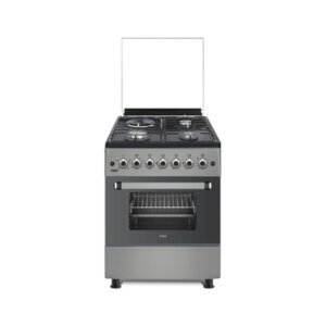 MIKA Standing Cooker 58cm X 58cm Dove Grey MST58U31E4DG – 3 Gas Burners, 1 Electric Hot Plate & 4 Function Electric Oven