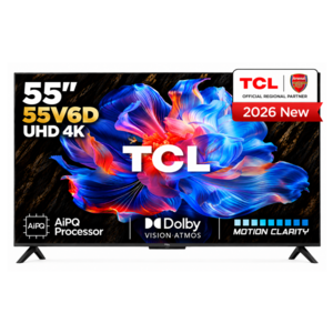TCL 55 Inch 4K Google Smart TV 55V6D 2026 Model – Google Assistant, Dolby Atmos, HDR