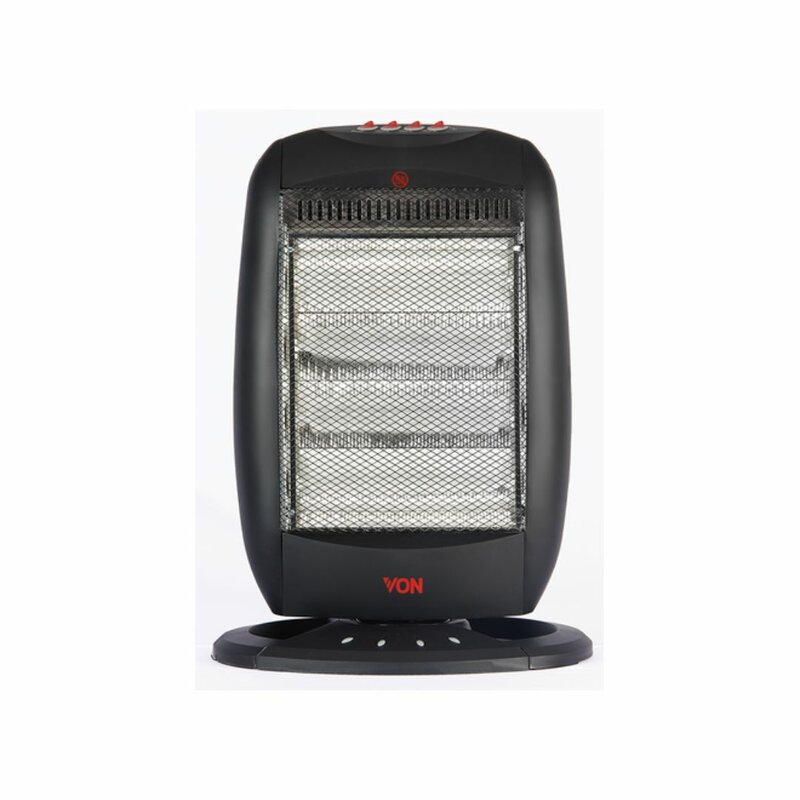 Von VSHJ16QK Quartz Heater, With Oscillation, 1600W - Black by Heaters