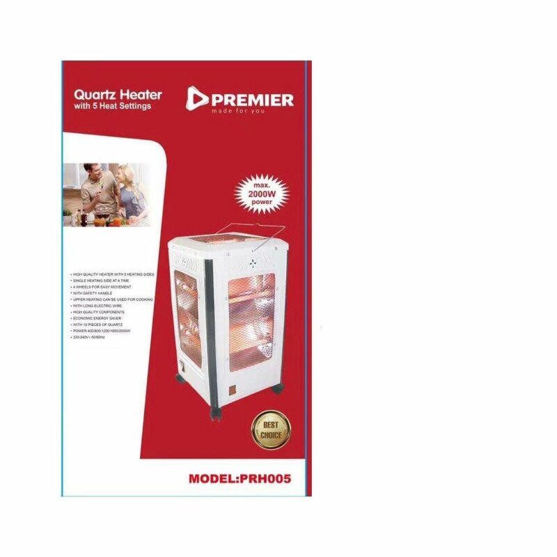 Premier PRH005 360 Degrees 2000W Quartz Room Heater With 5 Heat Settings by Heaters