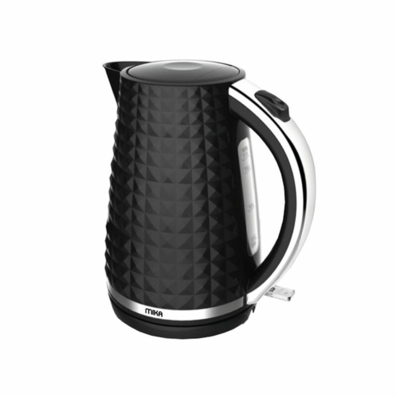 MIKA MKT1304 Kettle, 1.7L, Plastic, 360º Cordless, Black With S.S. Trim by Mika