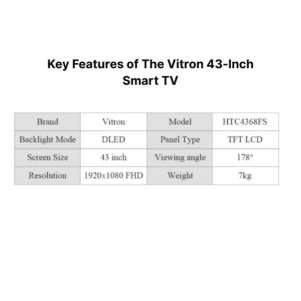 Vitron 43-Inch Smart Android TV Full HD, Black (2025 Model) – Bluetooth Enabled, Model Number: HTC4388FS by Vitron — view 8