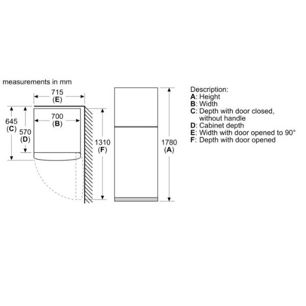 Bosch Top Mount Freezer Fridge 380L Silver - Model: KDN43N12K5 by Other — view 7