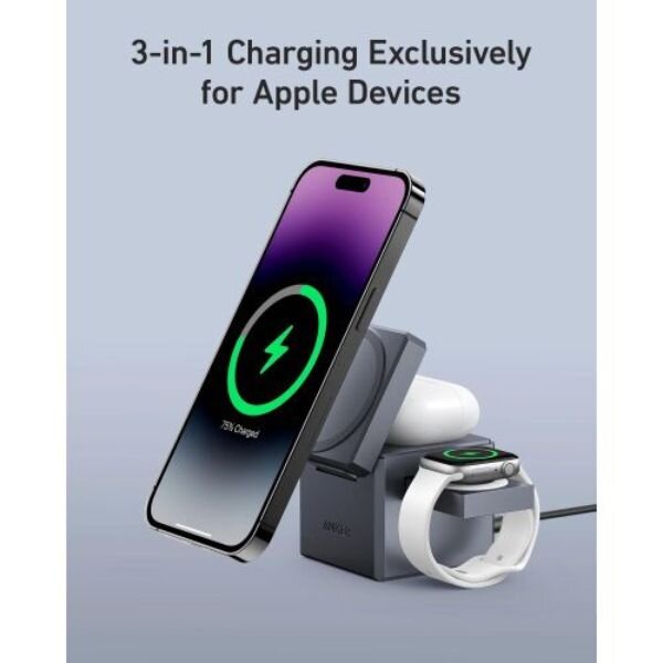 ANKER 3-in-1 Cube With MagSafe – Wireless Charging Station For IPhone, AirPods, And Apple Watch by Anker — view 3
